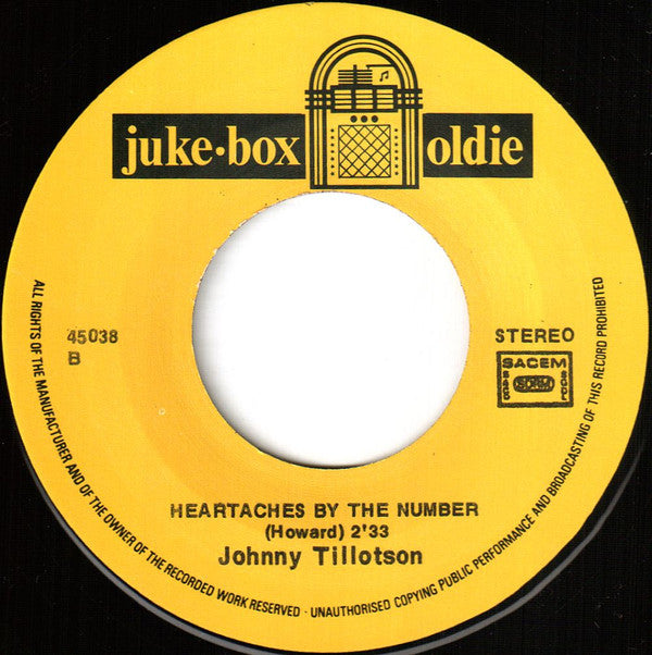 Johnny Tillotson : Poetry In Motion / Heartaches By The Number (7", Single)