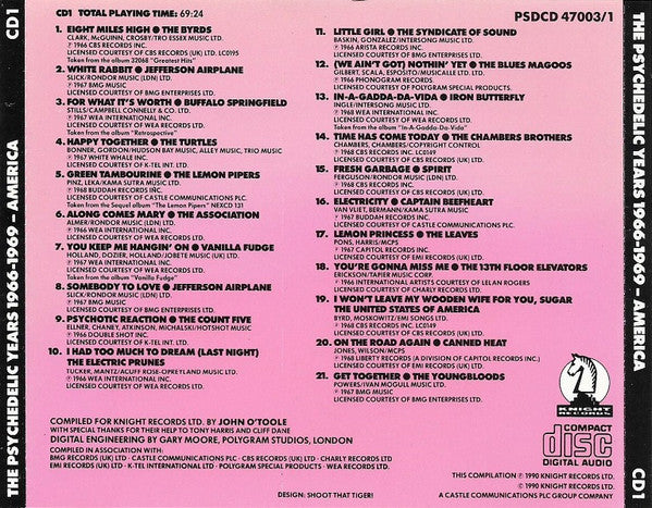 Various : The Psychedelic Years Vol. 1 1966-1969 - America (CD, Comp)