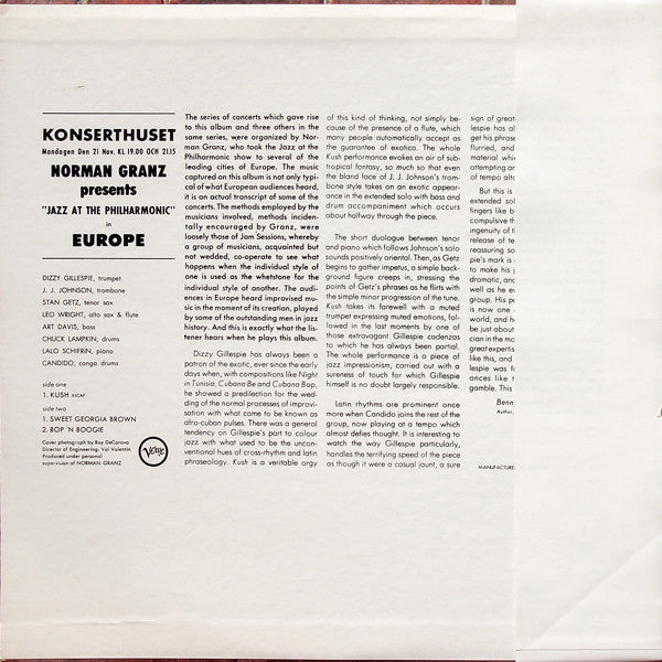 Various : Norman Granz Presents Jazz At The Philharmonic In  Europe (LP, Album, Mono, RE)