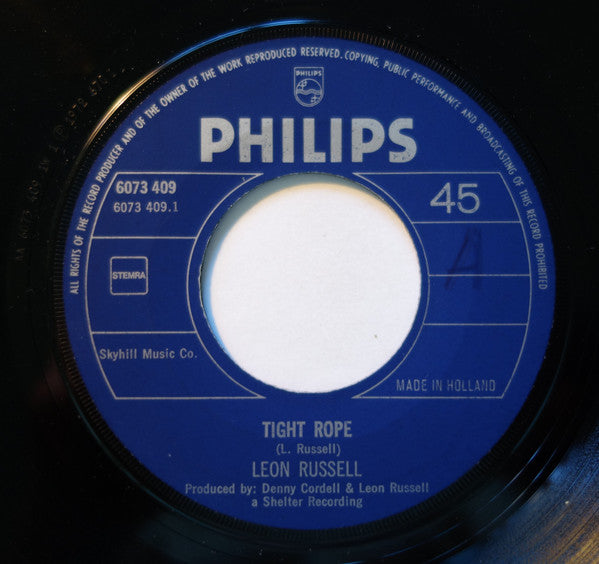 Leon Russell : Tight Rope (7", Single)