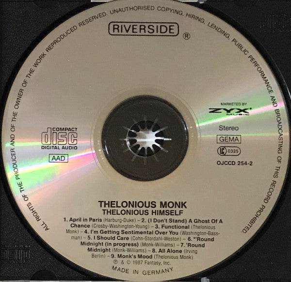 Thelonious Monk : Thelonious Himself (CD, Album, RE, RM, RP)