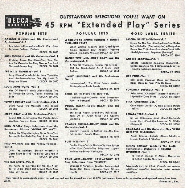 Louis Armstrong : Louis And The Angels (7", EP)