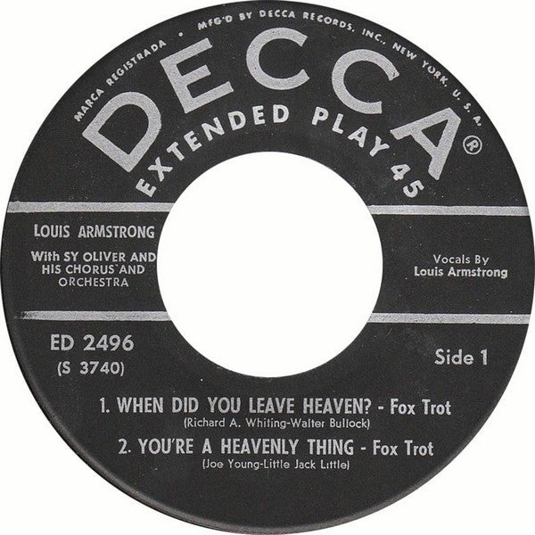 Louis Armstrong : Louis And The Angels (7", EP)