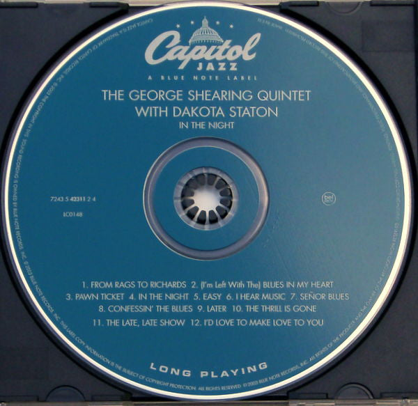 The George Shearing Quintet With Dakota Staton : In The Night (CD, Album, RE)
