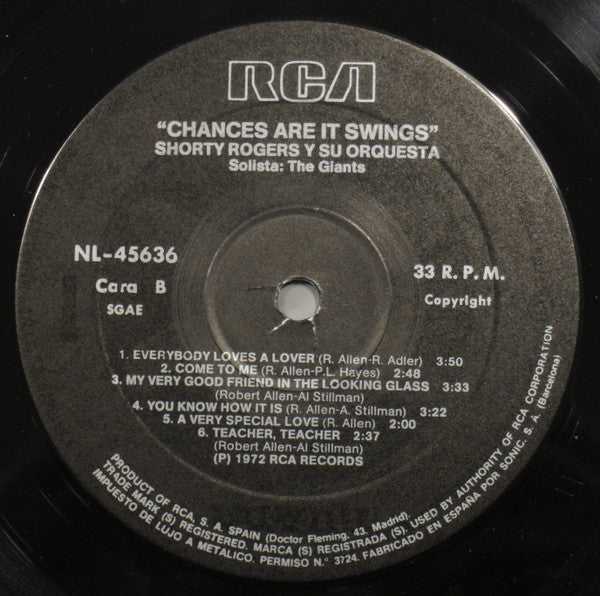 Shorty Rogers And His Orchestra : Chances Are It Swings (LP, Album)