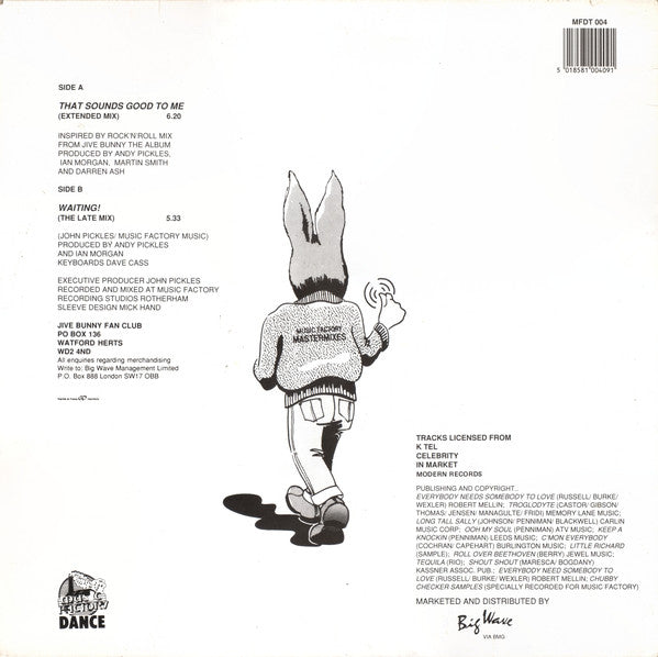Jive Bunny And The Mastermixers : That Sounds Good To Me (12")