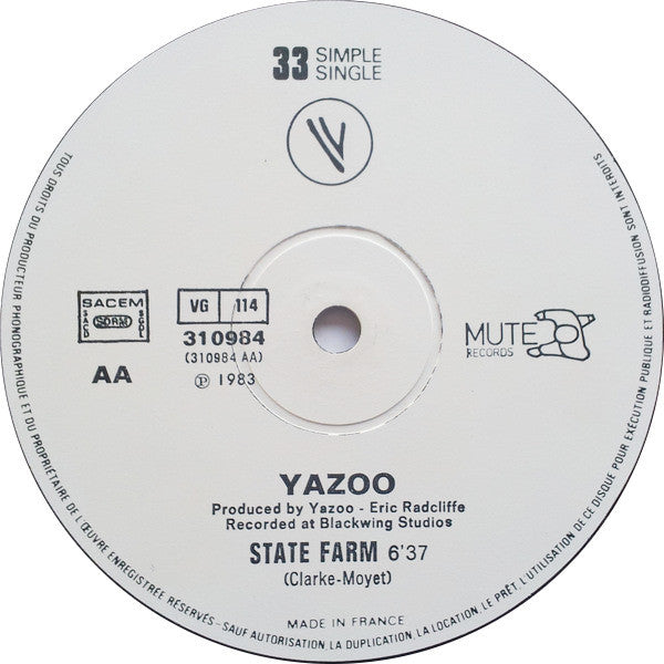Yazoo : Nobody's Diary / State Farm (12", Single)