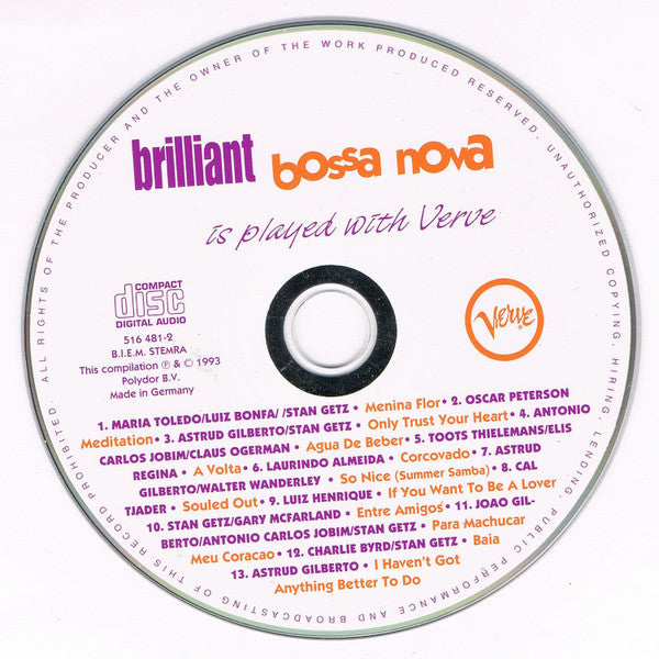 Various : Brilliant Bossa Nova Is Played With Verve (CD, Comp, S/Edition, Bij)
