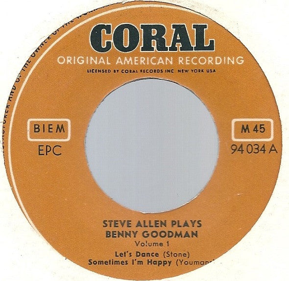 Steve Allen (3) : Steve Allen Plays Benny Goodman Vol. 1 (7", EP)