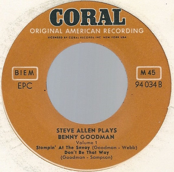 Steve Allen (3) : Steve Allen Plays Benny Goodman Vol. 1 (7", EP)