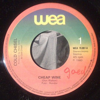 Cold Chisel : Cheap Wine (7", Single)