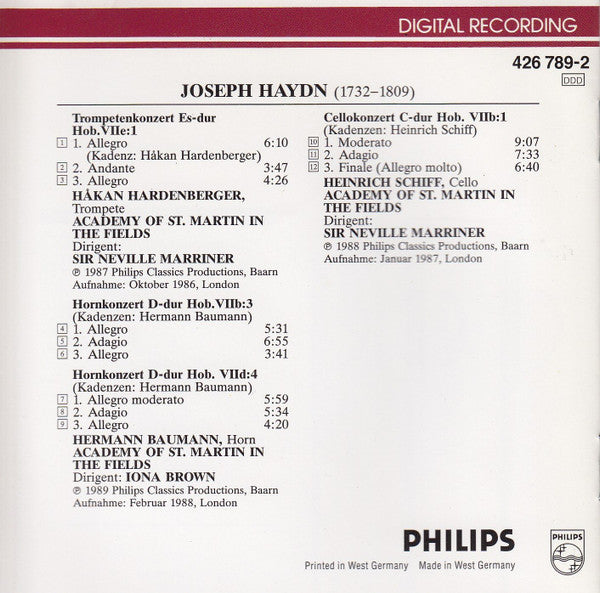 Joseph Haydn : Konzerte (CD, Comp)