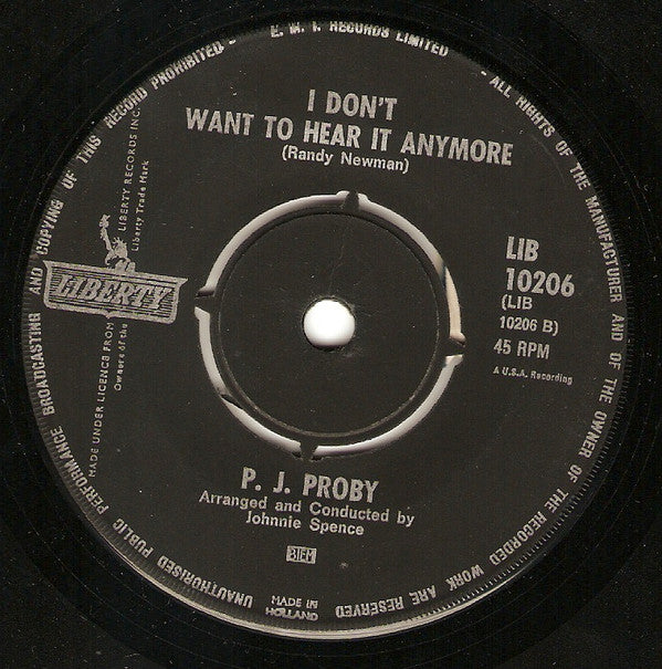 P.J. Proby : Let The Water Run Down (7", Single)