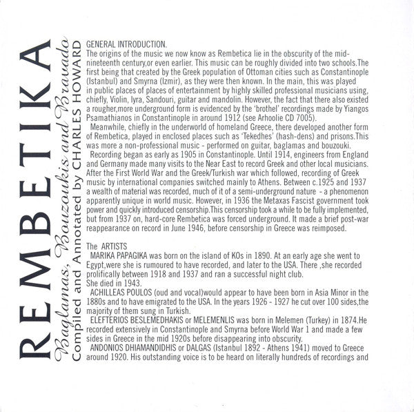Various : Rembetika (Greek Music From The Underground) (4xCD + Box, Comp)