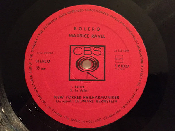Maurice Ravel, Leonard Bernstein, New York Philharmonic : Bolero / La Valse / Rhapsodie Espagnole (LP, Promo, RE)