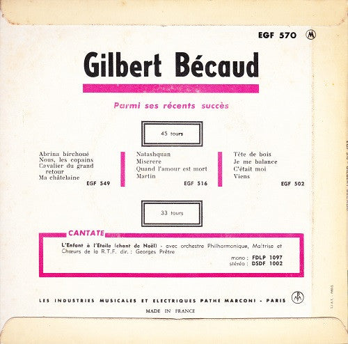 Gilbert Bécaud : Et Maintenant (7", EP)