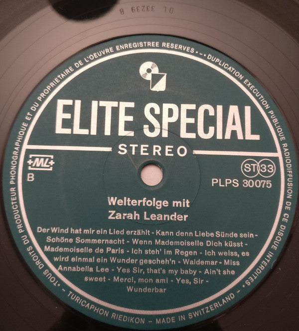 Zarah Leander : Welterfolge Mit Zarah Leander (LP, Comp)