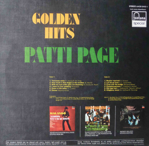 Patti Page : Golden Hits (LP, Comp)