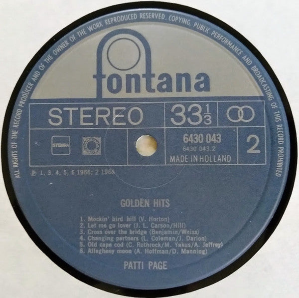 Patti Page : Golden Hits (LP, Comp)