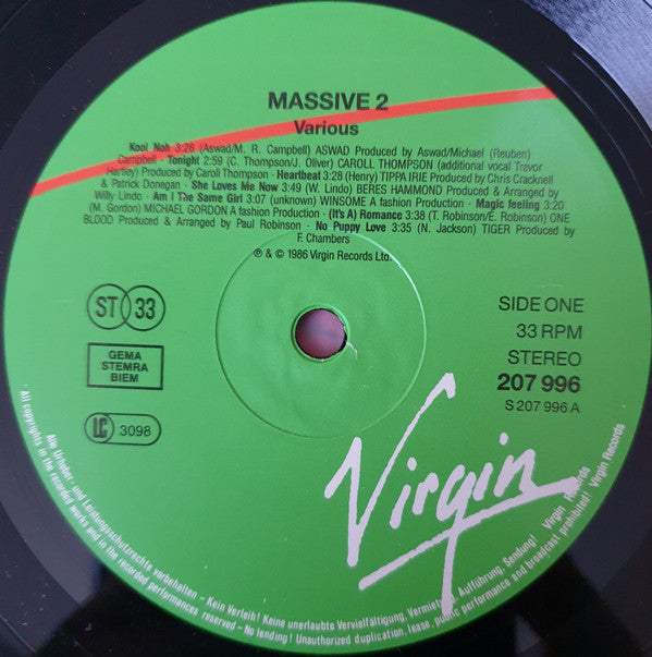 Various : Massive 2: An Album Of Reggae Hits (LP, Comp)