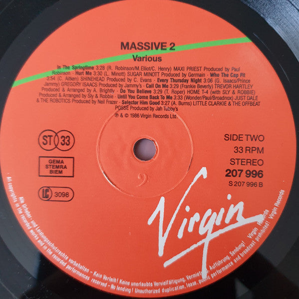 Various : Massive 2: An Album Of Reggae Hits (LP, Comp)