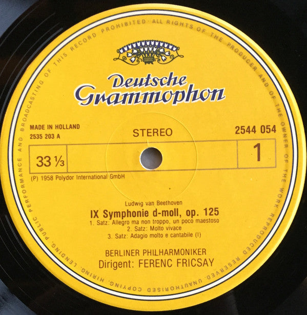 Ludwig van Beethoven / Berliner Philharmoniker, Ferenc Fricsay : Symphonie Nr.9 (LP, RE)