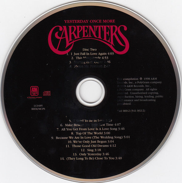 Carpenters : Yesterday Once More (Greatest Hits 1969 - 1983) (2xCD, Comp, RE, RM, RP)
