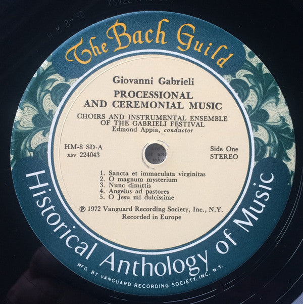 Giovanni Gabrieli, Choir And Brass Ensemble Of The Gabrieli Festival, Edmond Appia : Processional & Ceremonial Music (LP, Album, RE)
