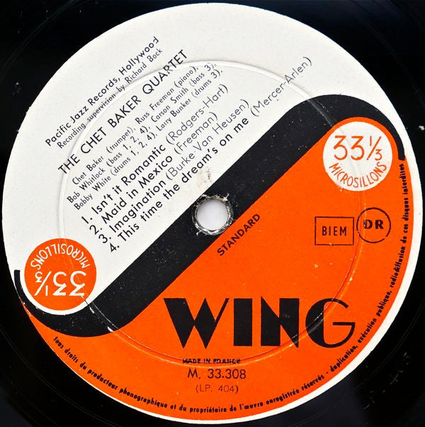 Chet Baker Quartet : The Chet Baker Quartet (10")