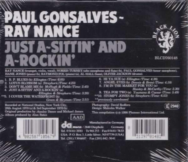 Paul Gonsalves ~ Ray Nance : Just A-Sittin' And -Rockin' (CD, Album, RE)