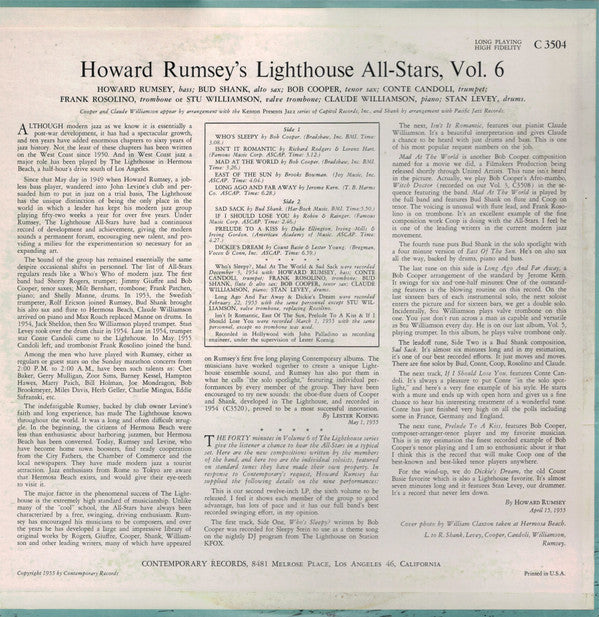 Howard Rumsey's Lighthouse All-Stars : Vol. 6 (LP, Album)