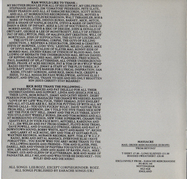 Massacre : From Beyond (CD, Album)