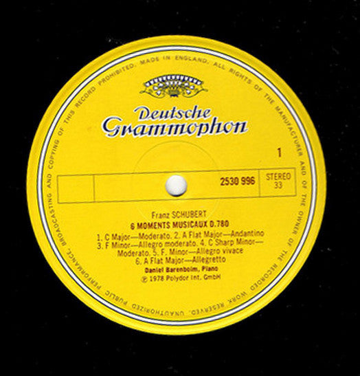 Franz Schubert / Daniel Barenboim : Moments Musicaux · Scherzi · Allegretto · Valses Nobles (LP)