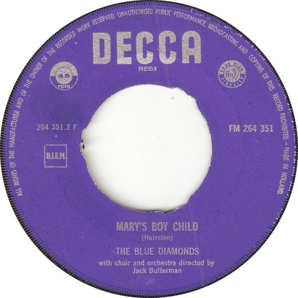 The Blue Diamonds : Silent Night, Holy Night (7")