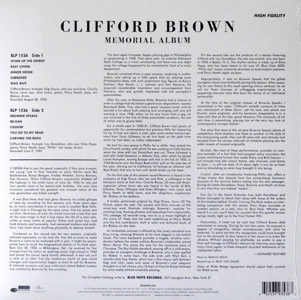 Clifford Brown : Memorial Album (LP, Album, Comp, Mono, RE, RM, 180)