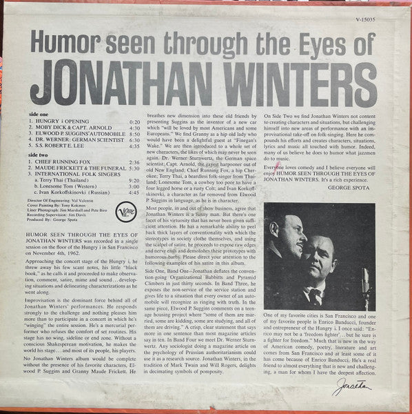 Jonathan Winters : Humor Seen Through The Eyes Of Jonathan Winters (LP, Album, Mono, Scr)