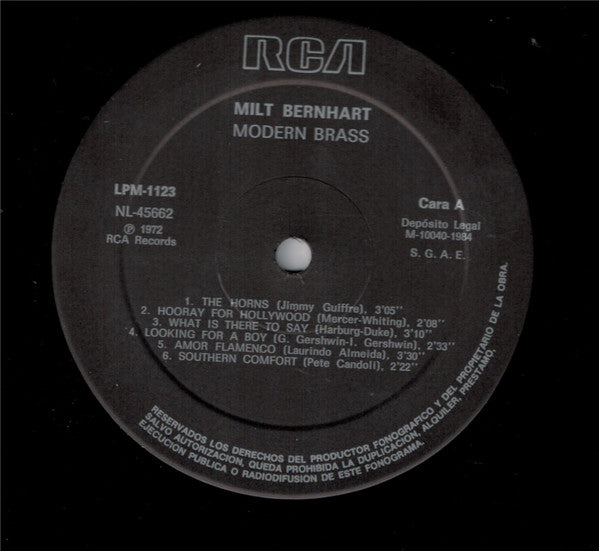 Milt Bernhart Brass Ensemble : Modern Brass (LP, Album, Mono, RE)