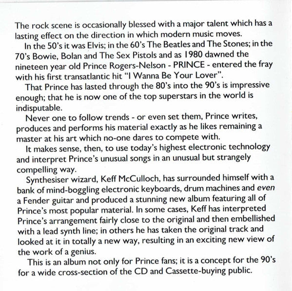 Keff McCulloch : Purple Reign - The Synth Plays Prince (CD, Album)