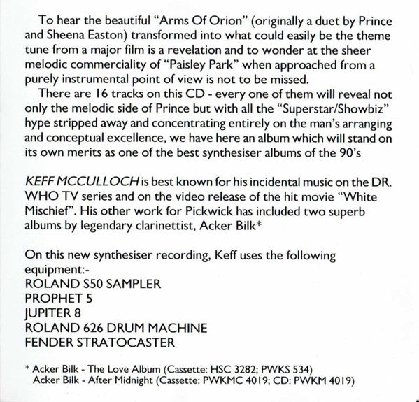 Keff McCulloch : Purple Reign - The Synth Plays Prince (CD, Album)