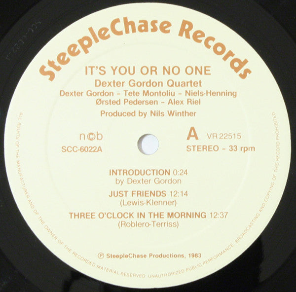 Dexter Gordon Quartet : It's You Or No One (LP, Album)