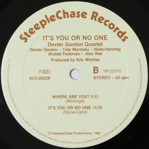 Dexter Gordon Quartet : It's You Or No One (LP, Album)