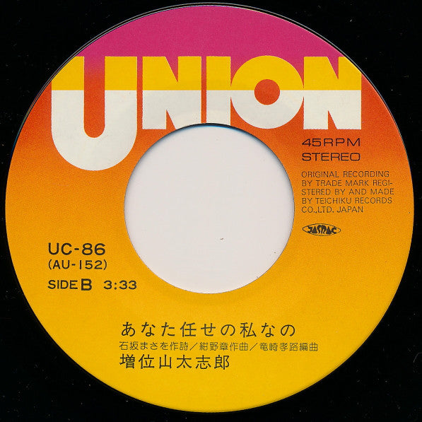 増位山太志郎 ・ 沢田嘉津枝 : だから今夜は... (7", Single)