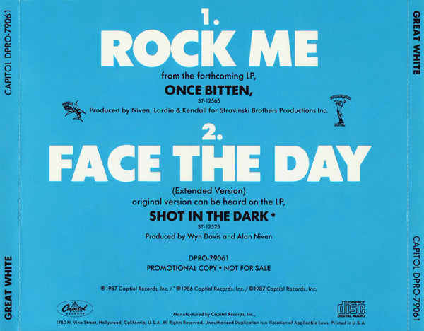 Great White : Rock Me (CD, Single, Promo)