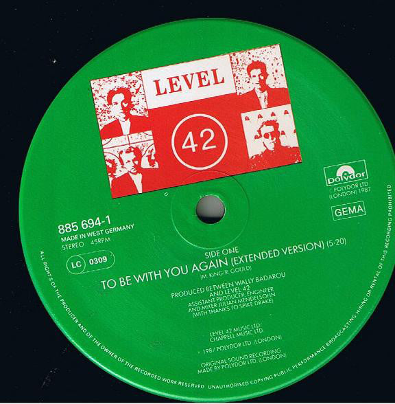 Level 42 : To Be With You Again (12")