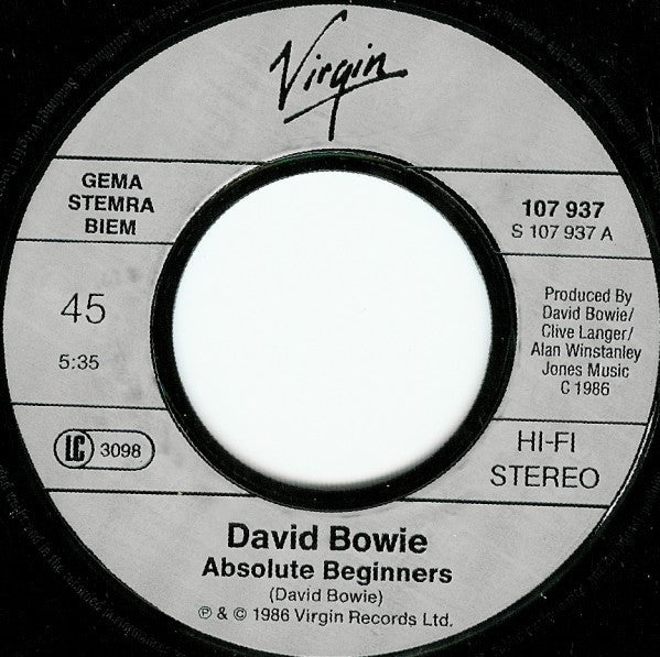 David Bowie : Absolute Beginners (7", Single)