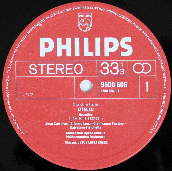 Gioacchino Rossini  -  José Carreras - Frederica Von Stade - Salvatore Fisichella - Samuel Ramey - Gianfranco Pastine - Nucci Condò - Philharmonia Orchestra - Jesús López-Cobos : Otello (3xLP, Album + Box)