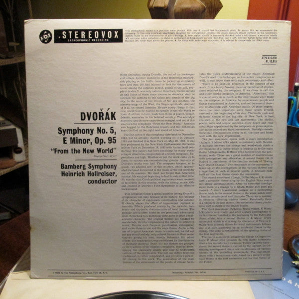 Antonín Dvořák - Bamberger Symphoniker, Heinrich Hollreiser : Symphony #5, E Minor, Op. 95 "From The New World" (LP, Album, RE)