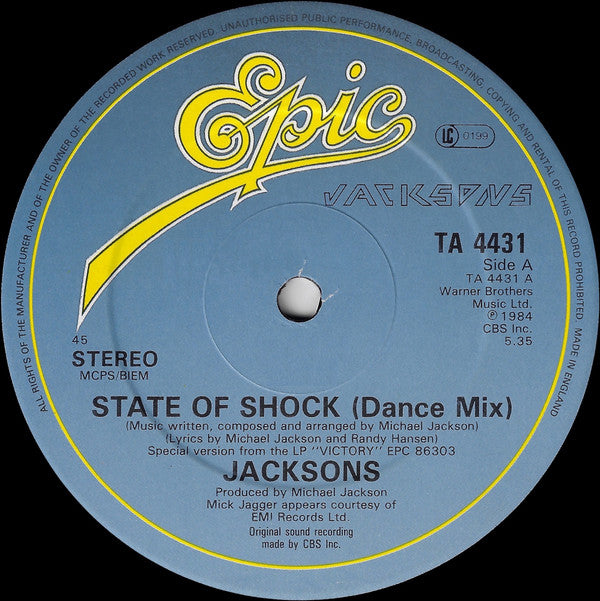 The Jacksons : State Of Shock (12")