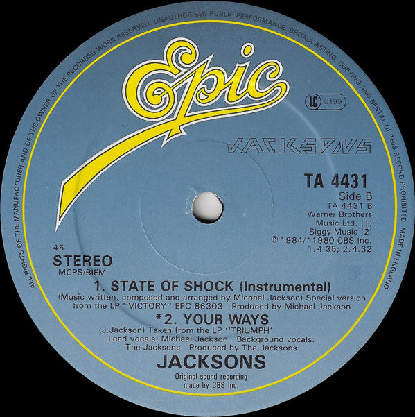 The Jacksons : State Of Shock (12")