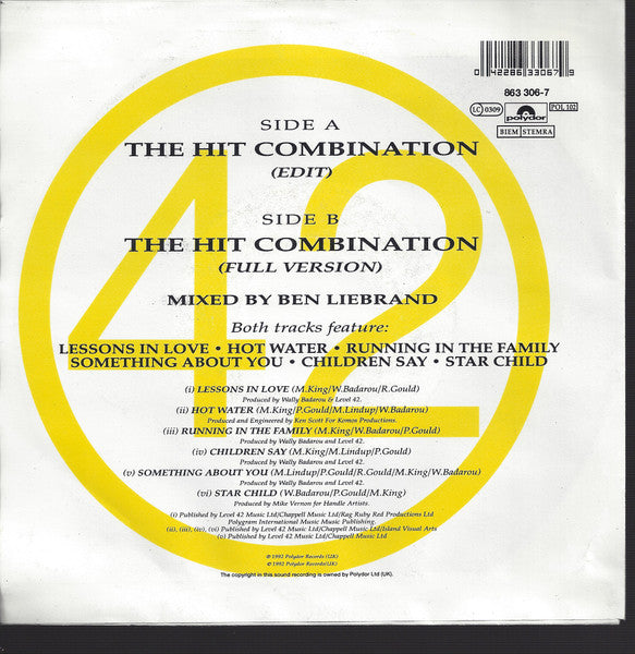 Level 42 : The Hit Combination (7", Single)